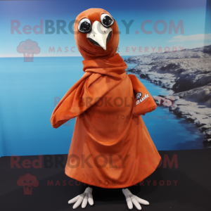 Rust Gull mascot costume character dressed with a Mini Dress and Scarf clips