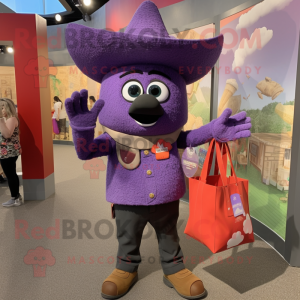 Lavender Nachos mascot costume character dressed with a Henley Shirt and Handbags