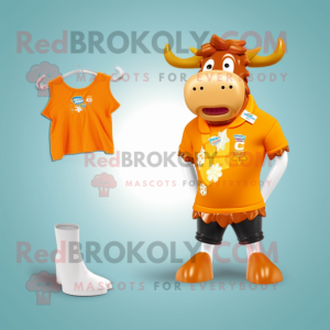 Oransje Guernsey Cow maskot...