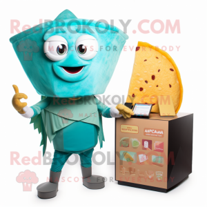 Teal Tacos mascot costume character dressed with a Leggings and Wallets