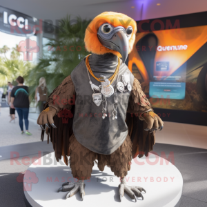 Rust Vulture mascot costume character dressed with a Cover-up and Necklaces