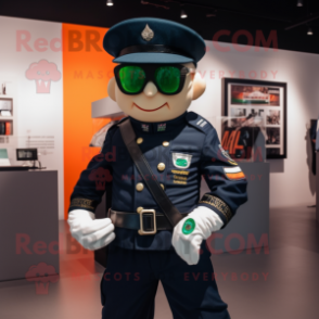 Navy Irish Flag mascot costume character dressed with a Moto Jacket and Reading glasses