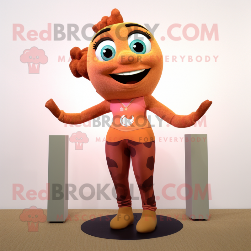 Rust Cod mascot costume character dressed with a Yoga Pants and Earrings