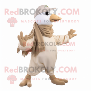 Beige Dove maskot drakt...