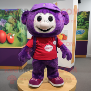 Purple Raspberry mascot costume character dressed with a Cargo Shorts and Earrings