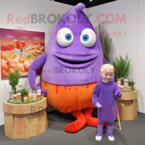 Lavender Shakshuka mascot costume character dressed with a Turtleneck and Hairpins