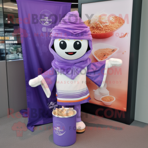 Lavender Ramen mascot costume character dressed with a Long Sleeve Tee and Pocket squares