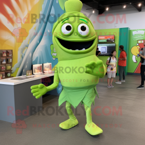 Lime Green Tacos mascot costume character dressed with a Capri Pants and Anklets