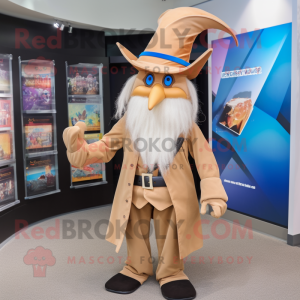 Tan Wizard maskot kostym...