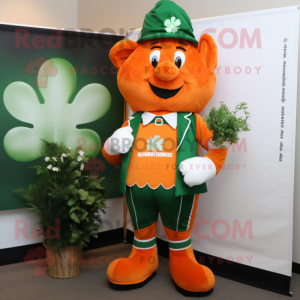 Orange Bunch Of Shamrocks mascot costume character dressed with a Rugby Shirt and Pocket squares