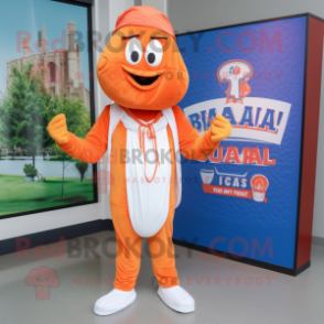 Orange Jambalaya mascot costume character dressed with a Sweatshirt and Ties