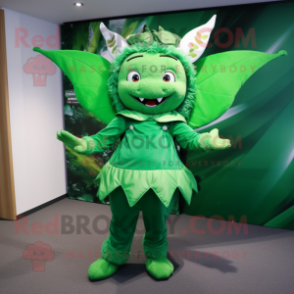 Green Tooth Fairy mascot costume character dressed with a Jacket and Cummerbunds