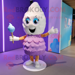 Lavender Ice Cream mascot costume character dressed with a One-Piece Swimsuit and Clutch bags