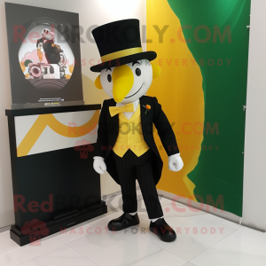 Yellow Irish Flag mascot costume character dressed with a Tuxedo and Pocket squares