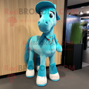 Cyan Mare maskot kostume...