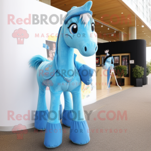 Cyan Mare maskot kostym...