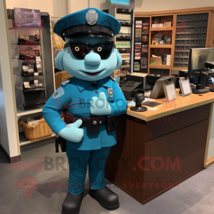 Blågrön polis maskotdräkt...