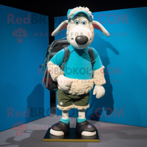 Cyan Suffolk Sheep mascotte...