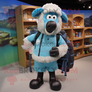 Cyan Suffolk Sheep mascotte...