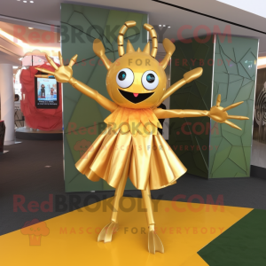 Gold Spider maskot kostym...