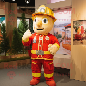 nan Fire Fighter mascot costume character dressed with a Dungarees and Wraps