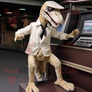 Cream Velociraptor maskot...