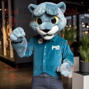 Blågrøn Puma maskot kostume...