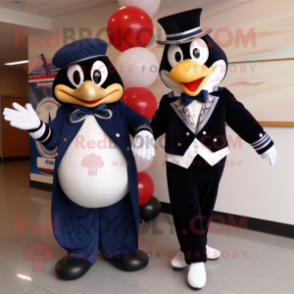 Navy Momentum mascot costume character dressed with a Tuxedo and Cummerbunds