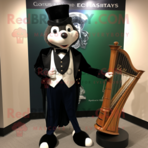 Navy Celtic Harp mascot costume character dressed with a Tuxedo and Bracelet watches