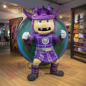 Purple Celtic Shield mascot costume character dressed with a Joggers and Bow ties