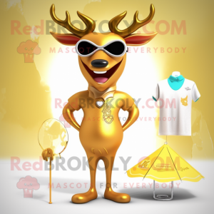 Gold Deer maskot kostym...