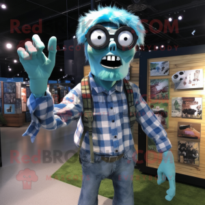 Cyan Undead maskot kostume...