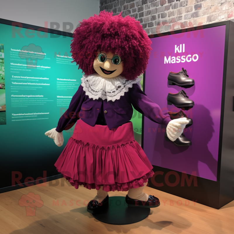 Magenta Irish Dancing Shoes mascot costume character dressed with a Waistcoat and Shawls