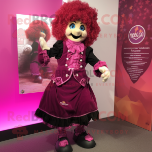 Magenta Irish Dancing Shoes mascot costume character dressed with a Waistcoat and Shawls