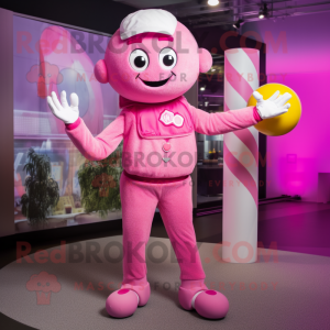 Rosa jonglere maskot...