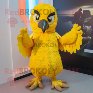 Gray Eagle mascot costume character dressed with a Graphic Tee and