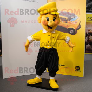 Yellow Irish Dancing Shoes mascot costume character dressed with a Chinos and Caps