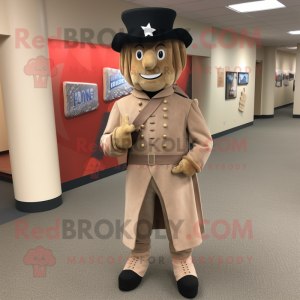 Beige Civil War Soldier mascot costume character dressed with a Suit Jacket and Anklets