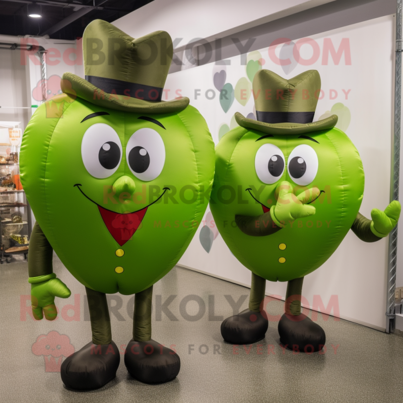 Olive Heart Shaped Balloons mascot costume character dressed with a Dress Pants and Cufflinks