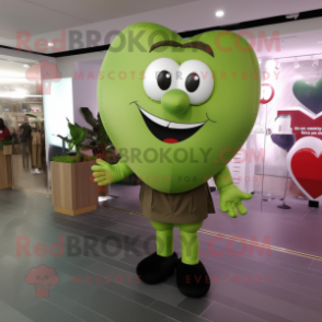 Olive Heart Shaped Balloons mascot costume character dressed with a Dress Pants and Cufflinks