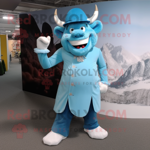 Sky Blue Minotaur maskot...