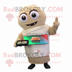 Beige Sushi maskot drakt...