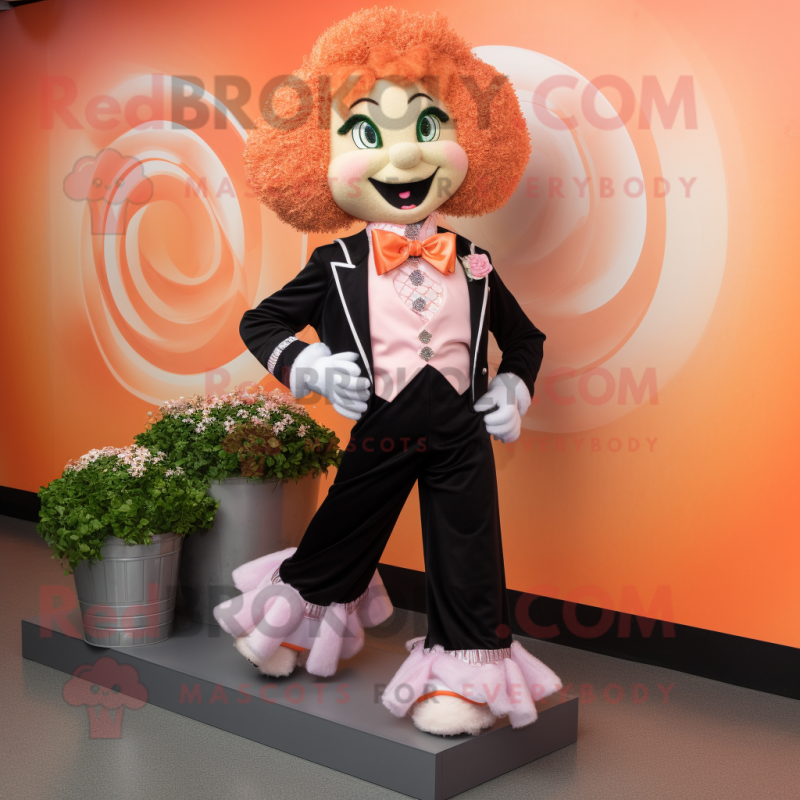 Peach Irish Dancing Shoes mascot costume character dressed with a Suit Jacket and Bracelets