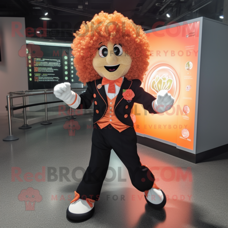 Peach Irish Dancing Shoes mascot costume character dressed with a Suit Jacket and Bracelets