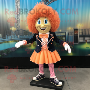 Peach Irish Dancing Shoes mascot costume character dressed with a Suit Jacket and Bracelets