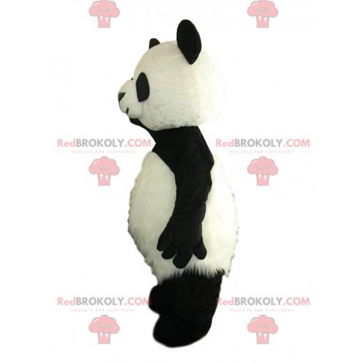 Svart og hvitt panda kostyme med hårete mage - Redbrokoly.com