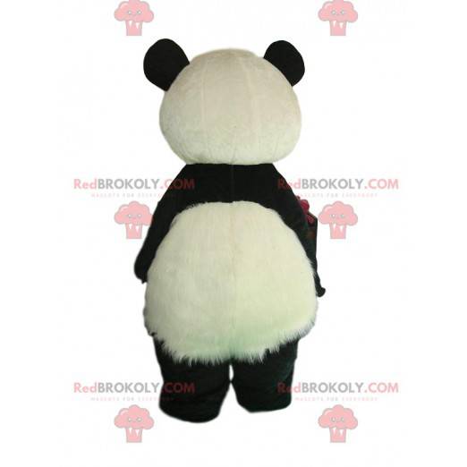 Svart og hvitt panda kostyme med hårete mage - Redbrokoly.com