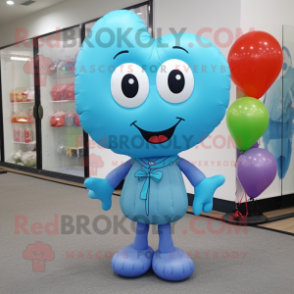 Sky Blue Heart Shaped Balloons mascot costume character dressed with a Turtleneck and Scarf clips