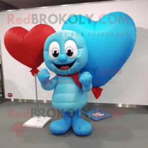 Sky Blue Heart Shaped Balloons mascot costume character dressed with a Turtleneck and Scarf clips