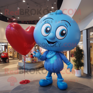 Sky Blue Heart Shaped Balloons mascot costume character dressed with a Turtleneck and Scarf clips